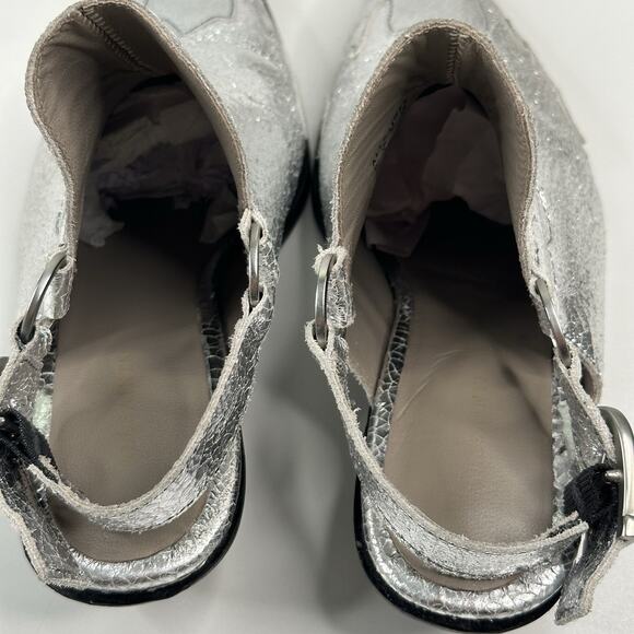 Allsaints Desola Silver Leather Slingback Western Mules Womens 8 US 38 EU $379 - Picture 9 of 11